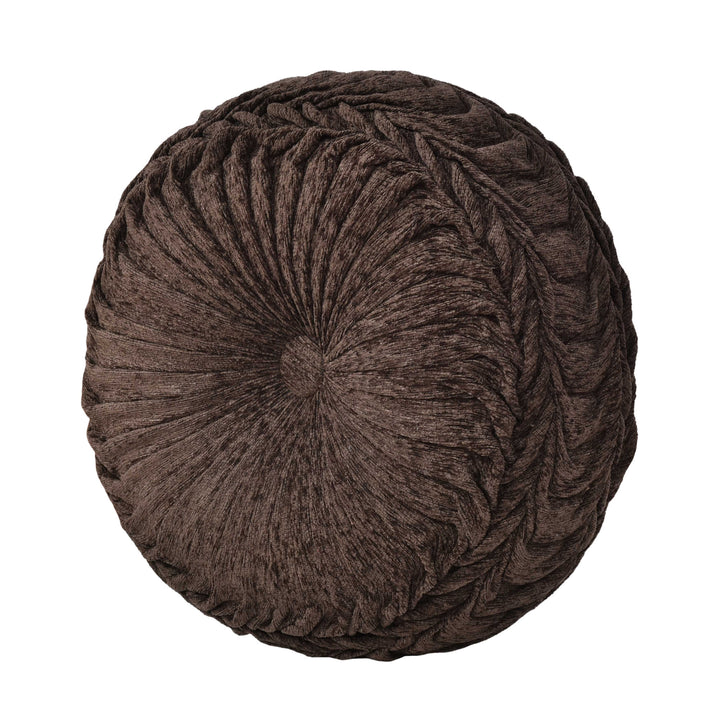 Cerino Chocolate Tufted Round Decorative Throw Pillow 15" x 15" Throw Pillows By J. Queen New York