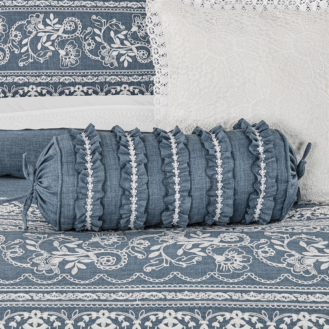 Chantalee Denim Neckroll Decorative Throw Pillow 21" x 7"