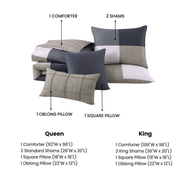 Bebejan Checkered Navy Tan 5 Piece Reversible Comforter Set Comforter Sets By Bebejan®