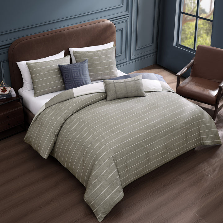 Bebejan Checkered Navy Tan 5 Piece Reversible Comforter Set Comforter Sets By Bebejan®