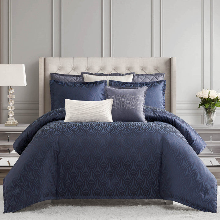 Chloe Navy 3 Piece Comforter Set Comforter Sets By Waterford