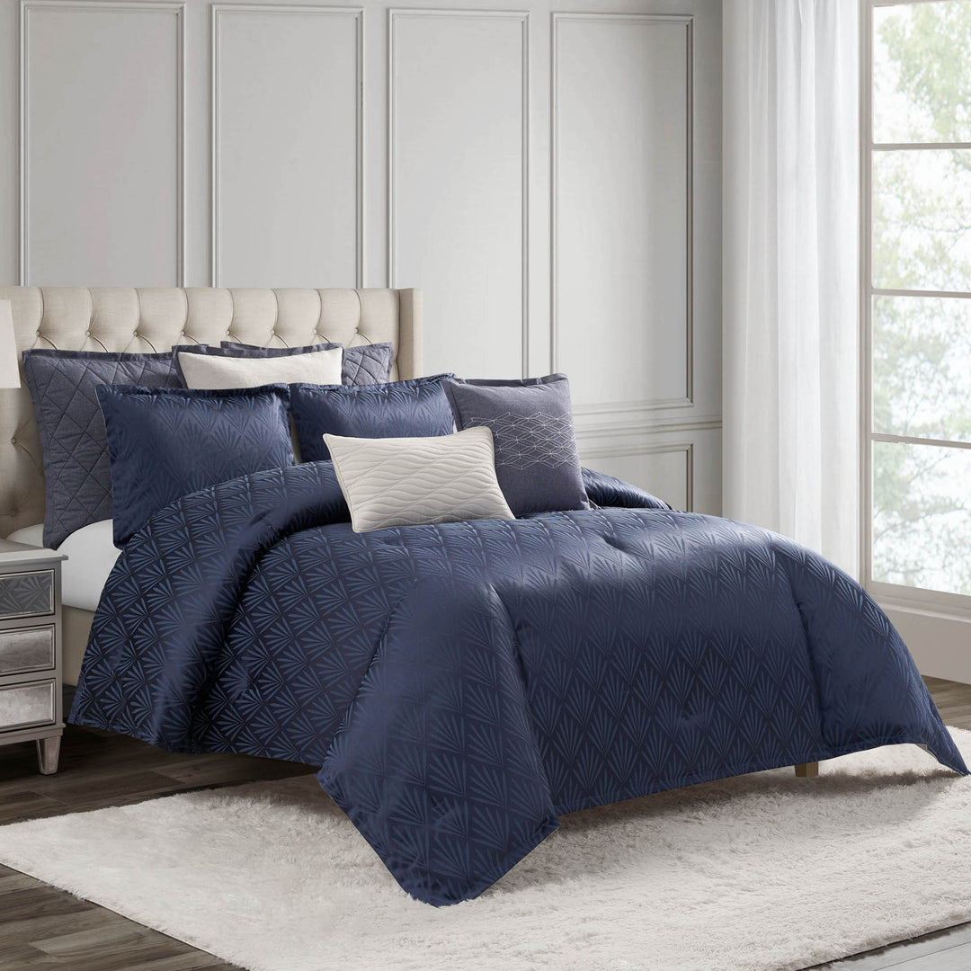Chloe Navy 3 Piece Comforter Set Comforter Sets By Waterford