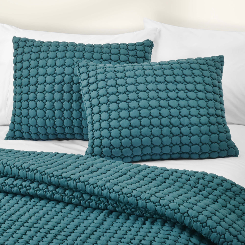 Cloud Puff Teal 3 Piece Quilt Set Quilt Sets By J. Queen New York