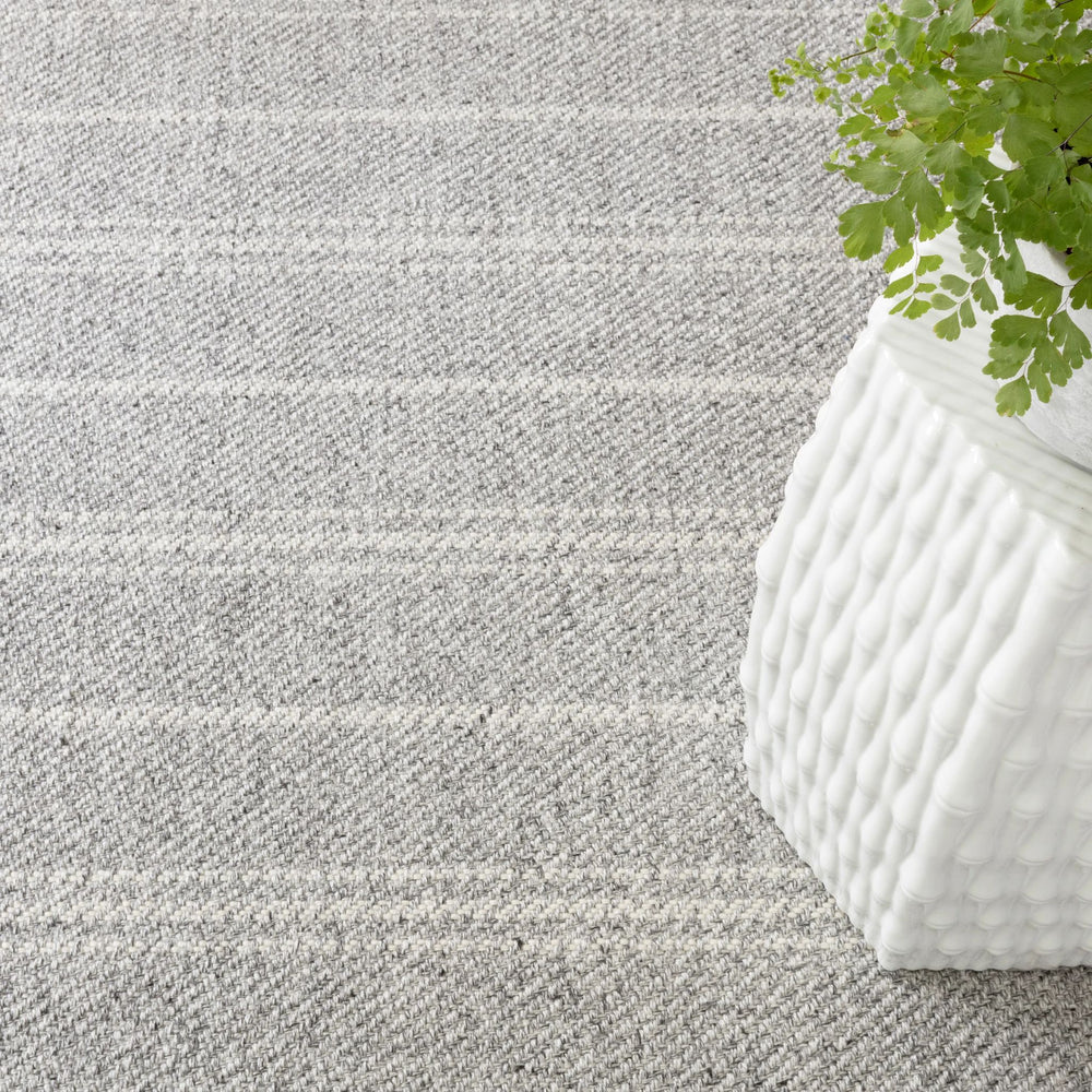 Melange Stripe Grey/Ivory Handwoven Indoor/Outdoor Rug Rug By Annie Selke