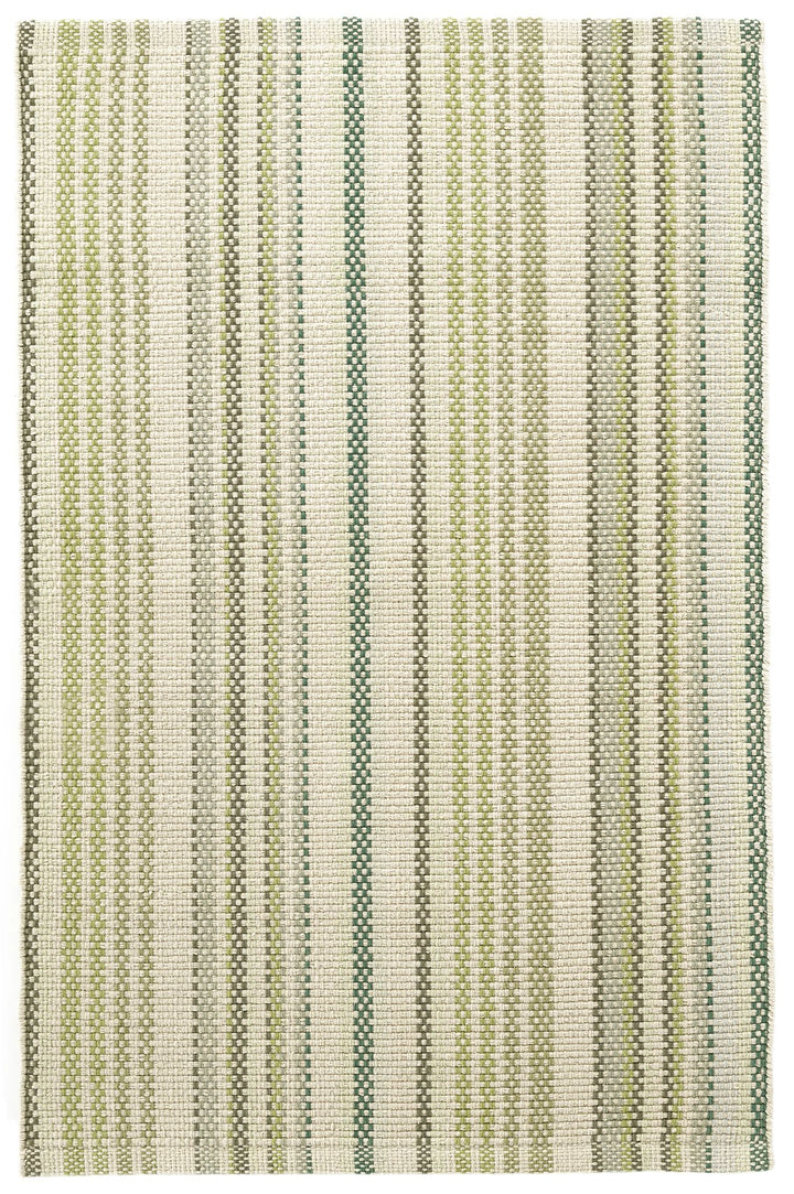 Oslo Stripe Green Handwoven Cotton Rug Rug By Annie Selke