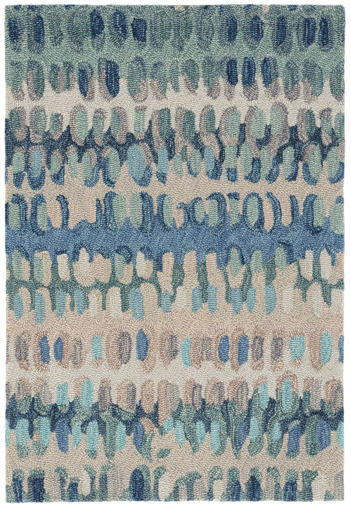Paint Chip Blue Hand Micro Hooked Wool Rug Rug By Annie Selke