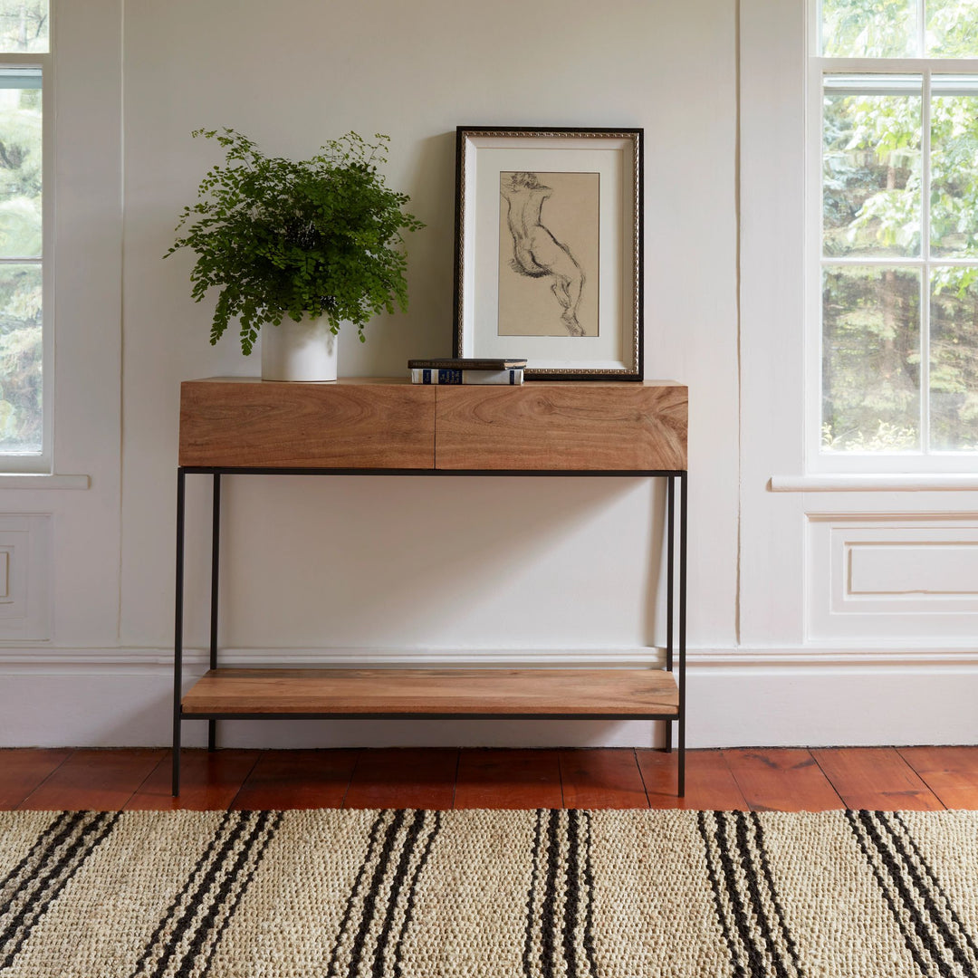 Jute Ticking Black Handwoven Rug Rug By Annie Selke