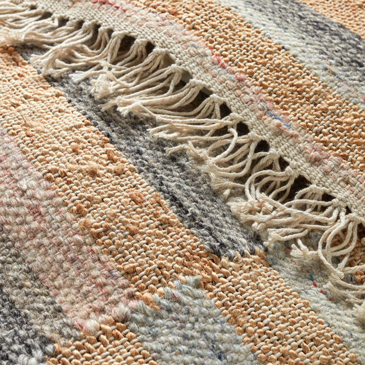 Ravel Stripe Blue Handwoven Wool Rug Rug By Annie Selke