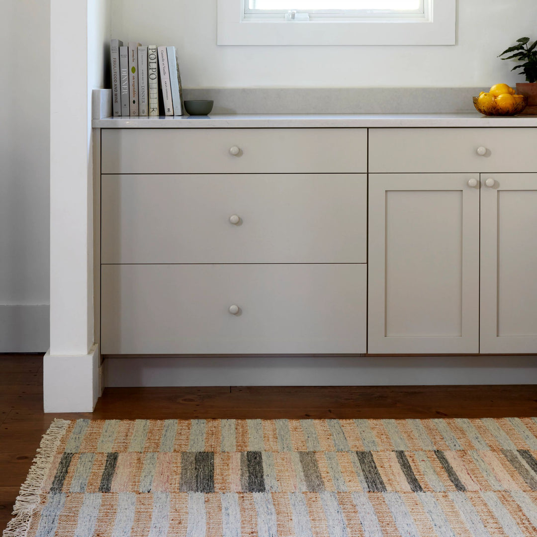 Ravel Stripe Blue Handwoven Wool Rug Rug By Annie Selke