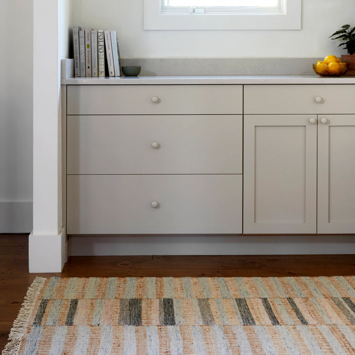 Ravel Stripe Blue Handwoven Wool Rug Rug By Annie Selke