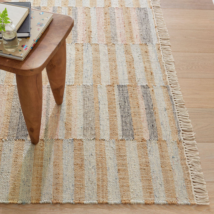 Ravel Stripe Blue Handwoven Wool Rug Rug By Annie Selke
