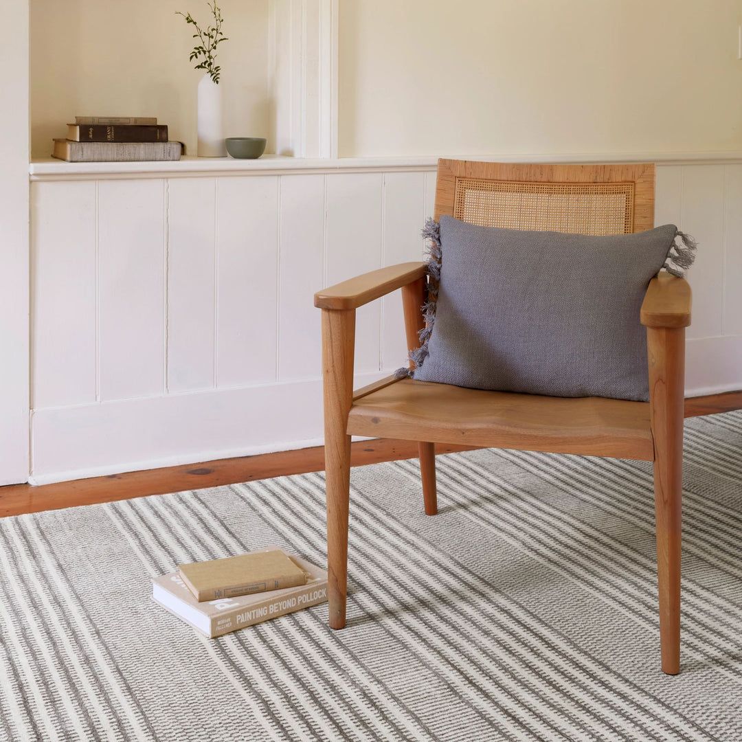 Tracks Grey Hand Loom Knotted Wool Rug Rug By Annie Selke