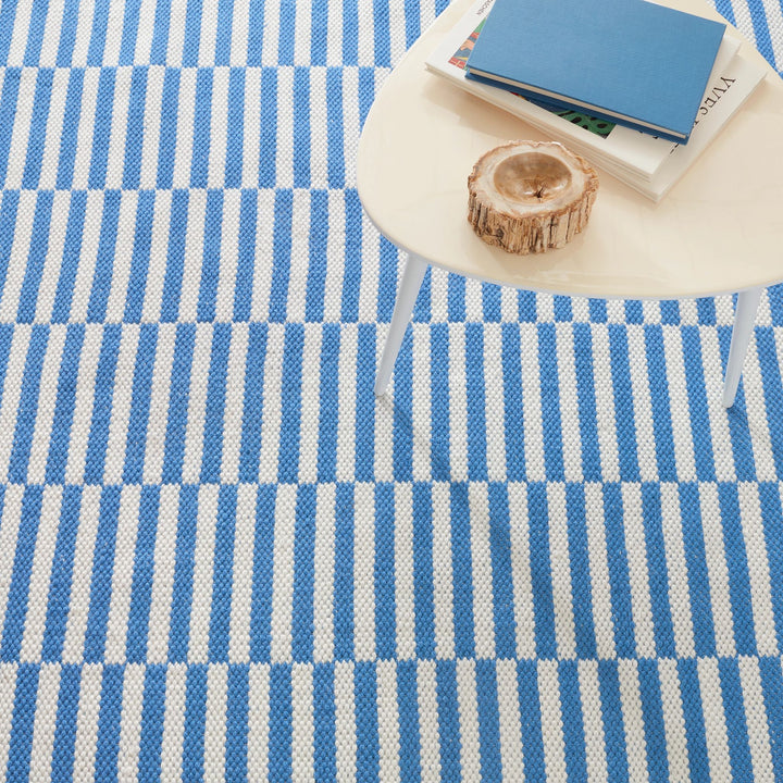 Sailing Stripe French Blue Handwoven Indoor/Outdoor Rug Rug By Annie Selke