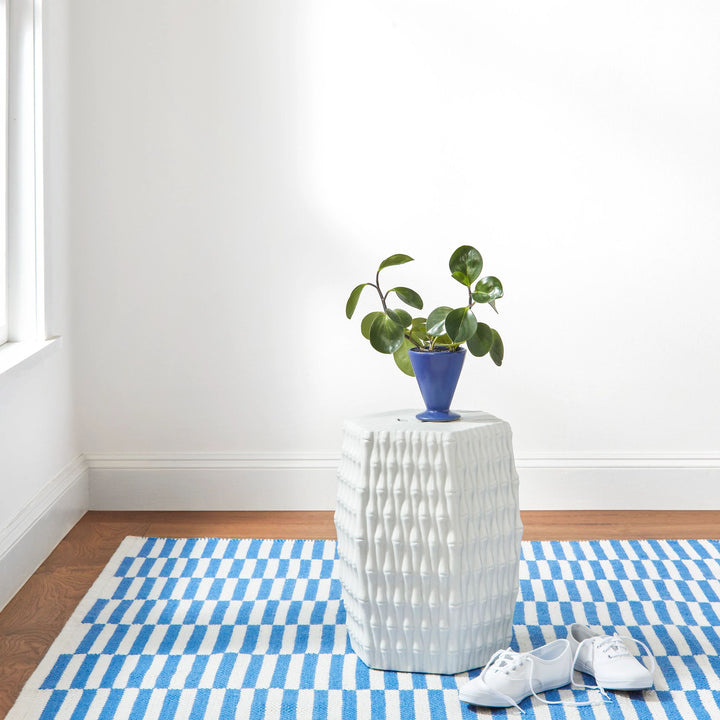 Sailing Stripe French Blue Handwoven Indoor/Outdoor Rug Rug By Annie Selke