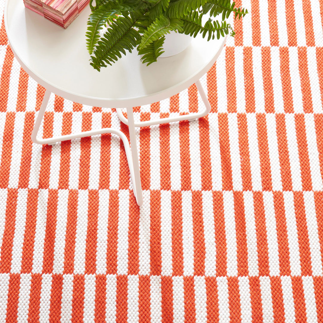 Sailing Stripe Tangerine Handwoven Indoor/Outdoor Rug Rug By Annie Selke