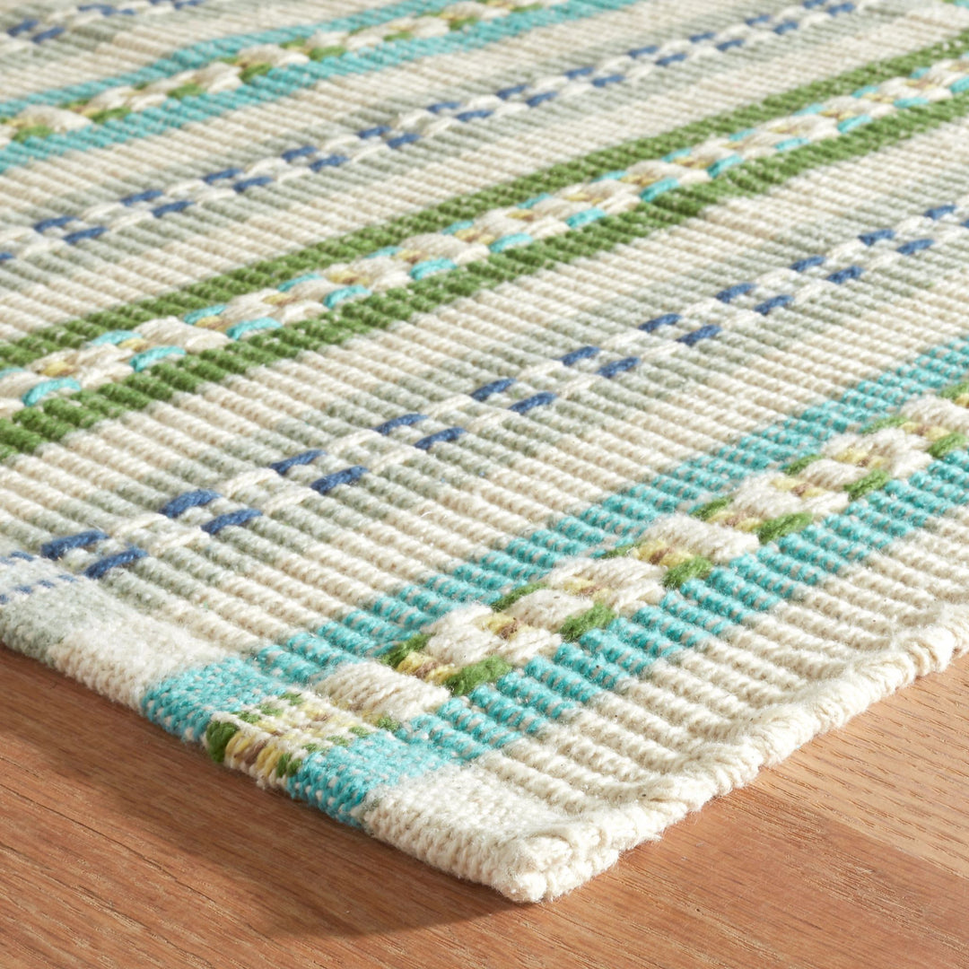 Long Slade Teal Handwoven Cotton Rug Rug By Annie Selke