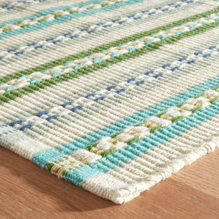 Long Slade Teal Handwoven Cotton Rug Rug By Annie Selke