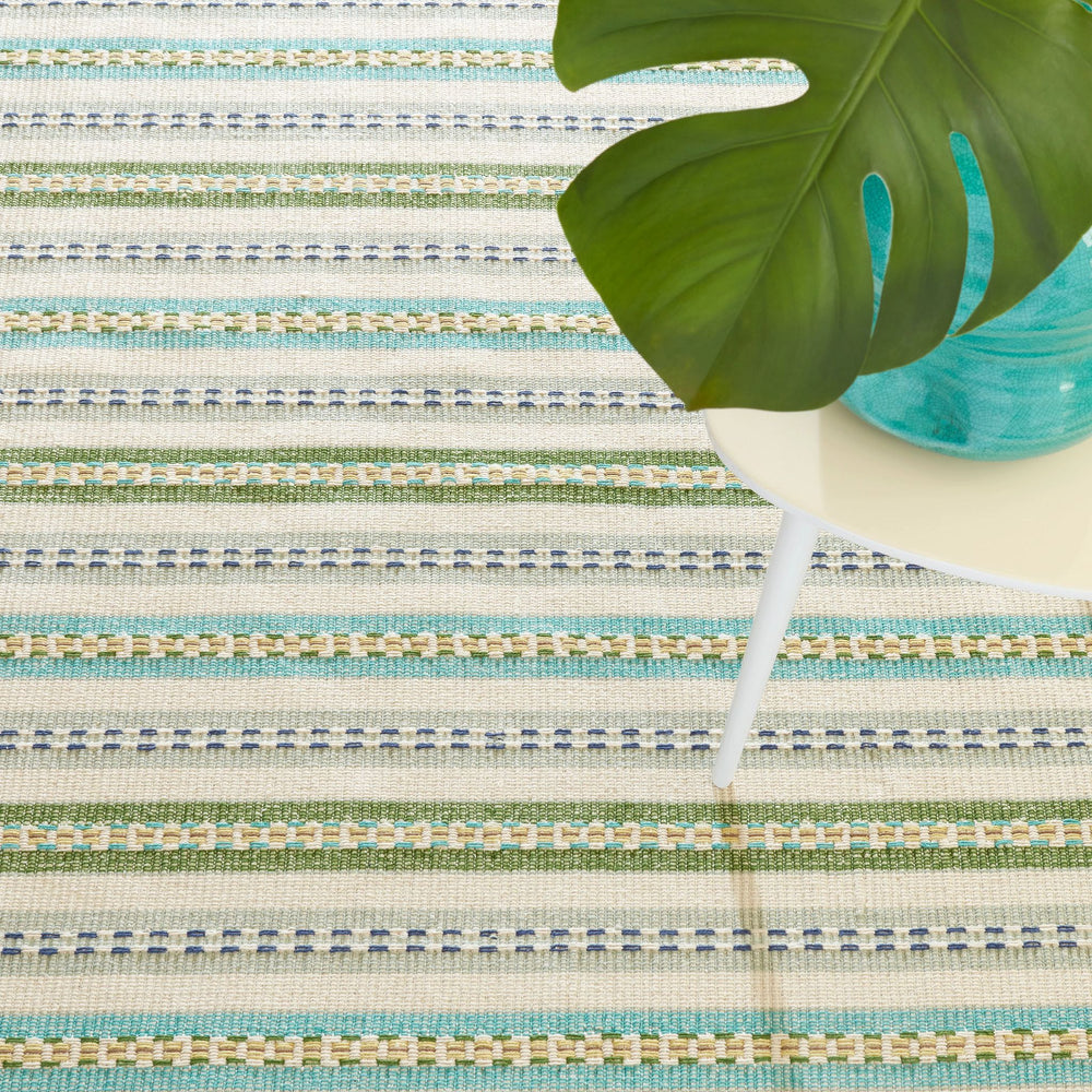 Long Slade Teal Handwoven Cotton Rug Rug By Annie Selke