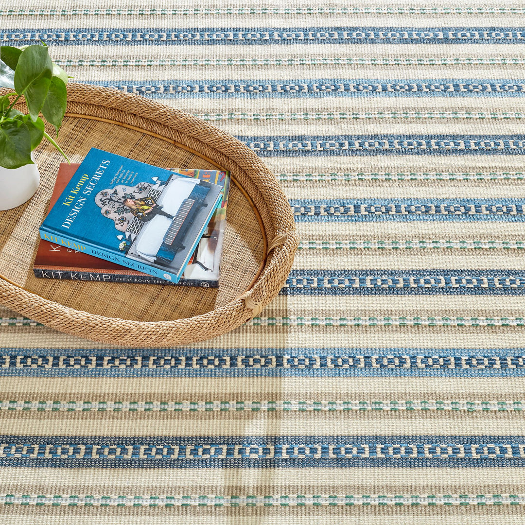 Long Slade Indigo Handwoven Cotton Rug Rug By Annie Selke