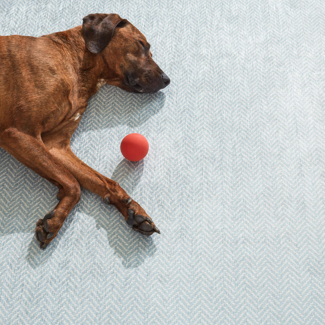 Herringbone Swedish Blue Machine Washable Rug Rug By Annie Selke