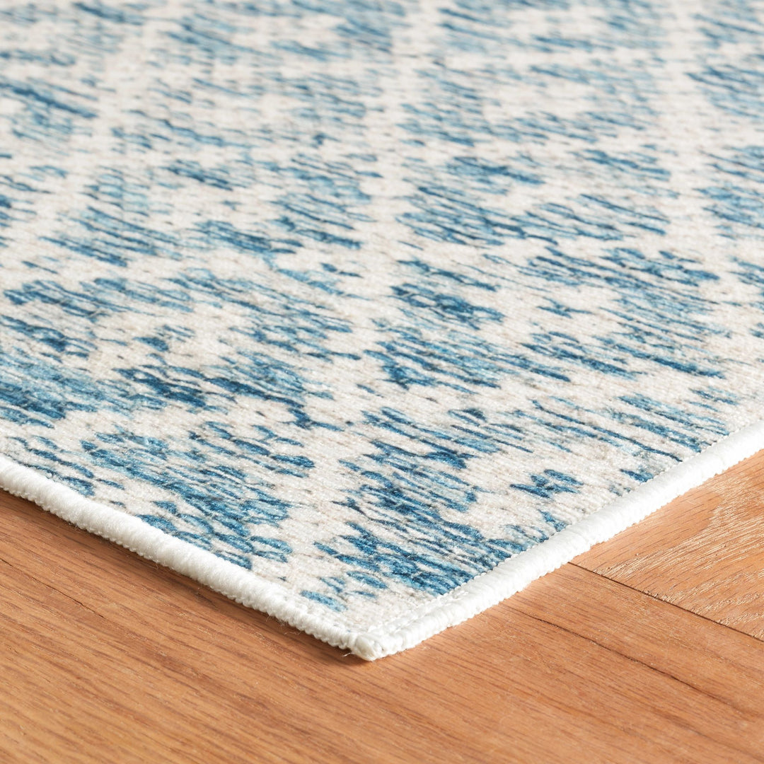 Melange Diamond Blue Machine Washable Rug Rug By Annie Selke