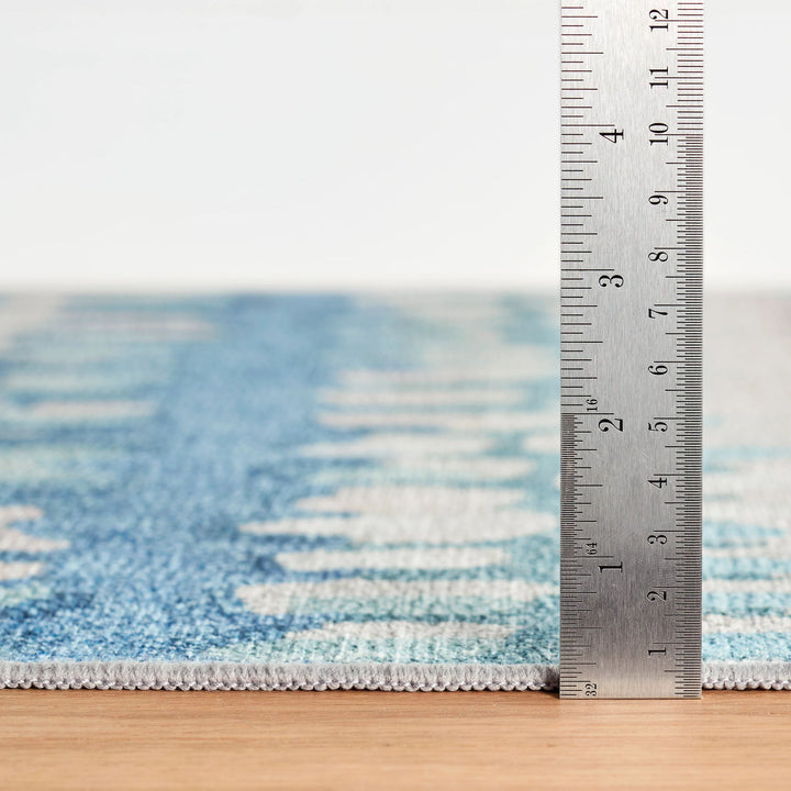 Paint Chip Blue Machine Washable Rug Rug By Annie Selke