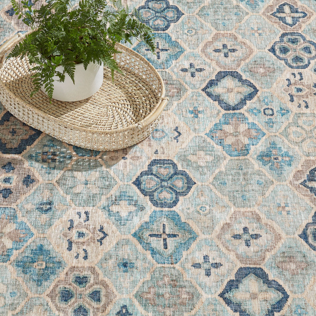 Pali Blue Machine Washable Rug Rug By Annie Selke