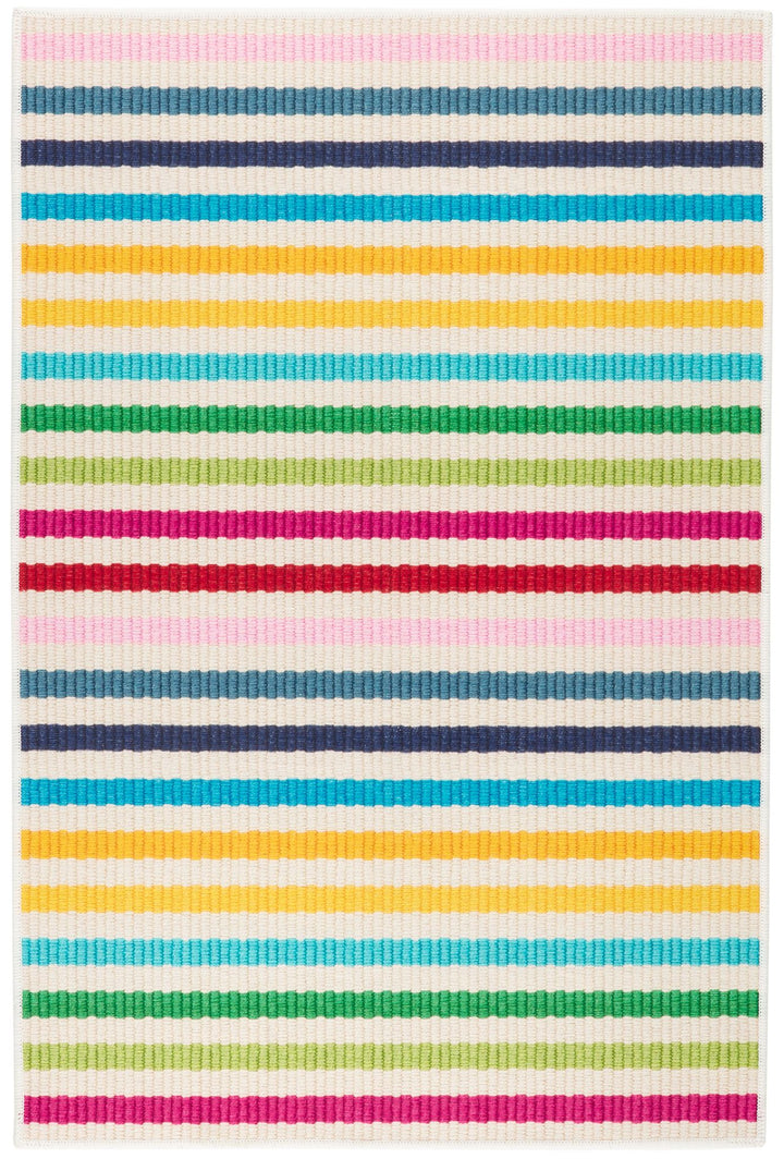 Rainbow Stripe Multi Machine Washable Rug Rug By Annie Selke