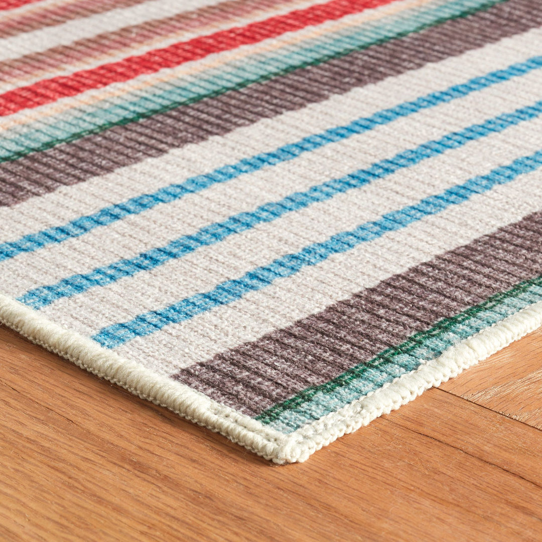 Ranch Stripe Multi Machine Washable Rug Rug By Annie Selke