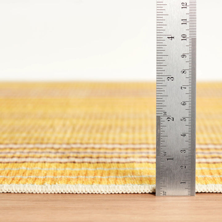 Sunflower Ticking Yellow Machine Washable Rug Rug By Annie Selke