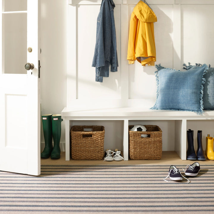 Nimes Ticking Neutral Machine Washable Rug Rug By Annie Selke