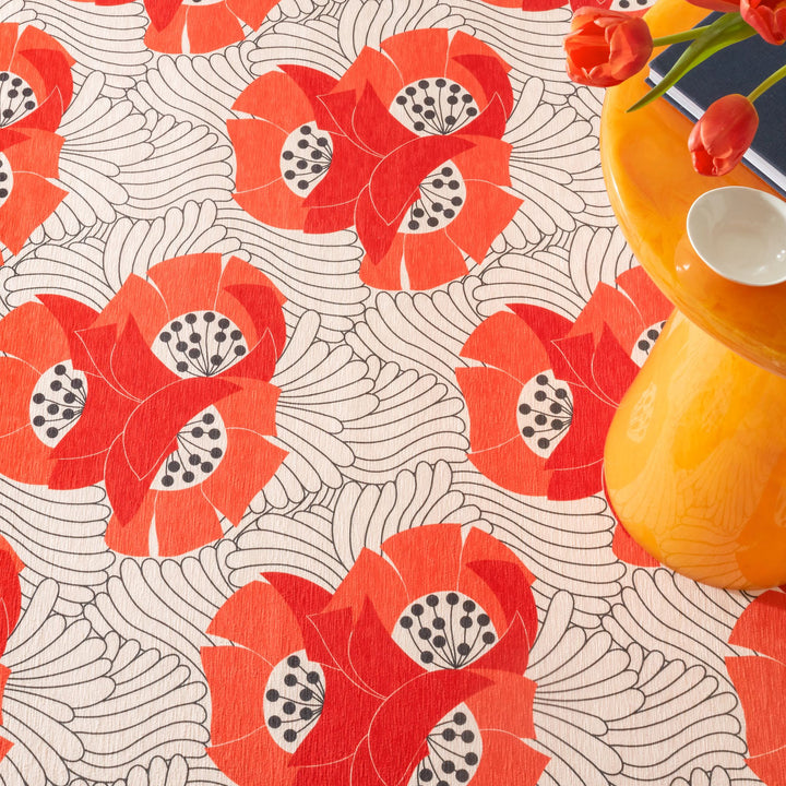 Japanese Poppy Multi Machine Washable Rug Rug By Annie Selke
