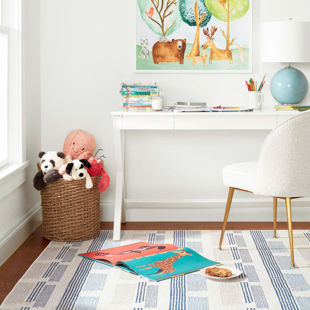 Tread Lightly Navy Machine Washable Rug Rug By Annie Selke