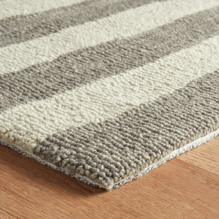 Silas Stripe Grey Hand Micro Hooked Wool Rug Rug By Annie Selke