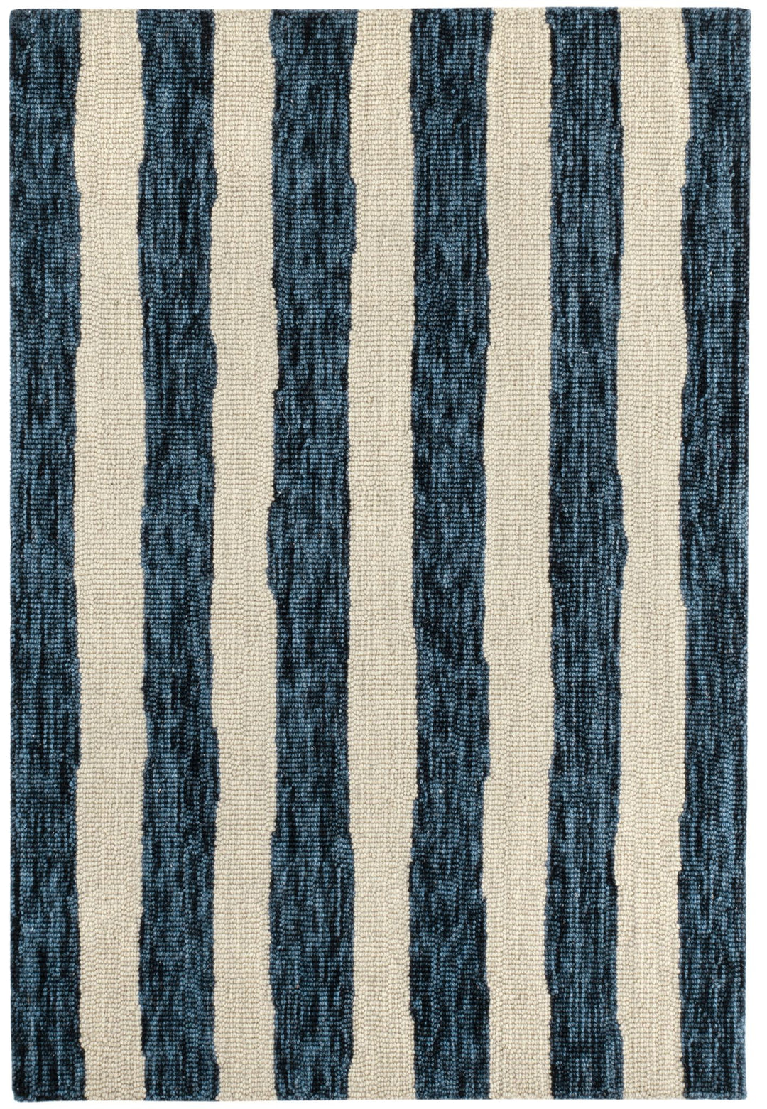 Silas Stripe Navy Hand Micro Hooked Wool Rug Rug By Annie Selke