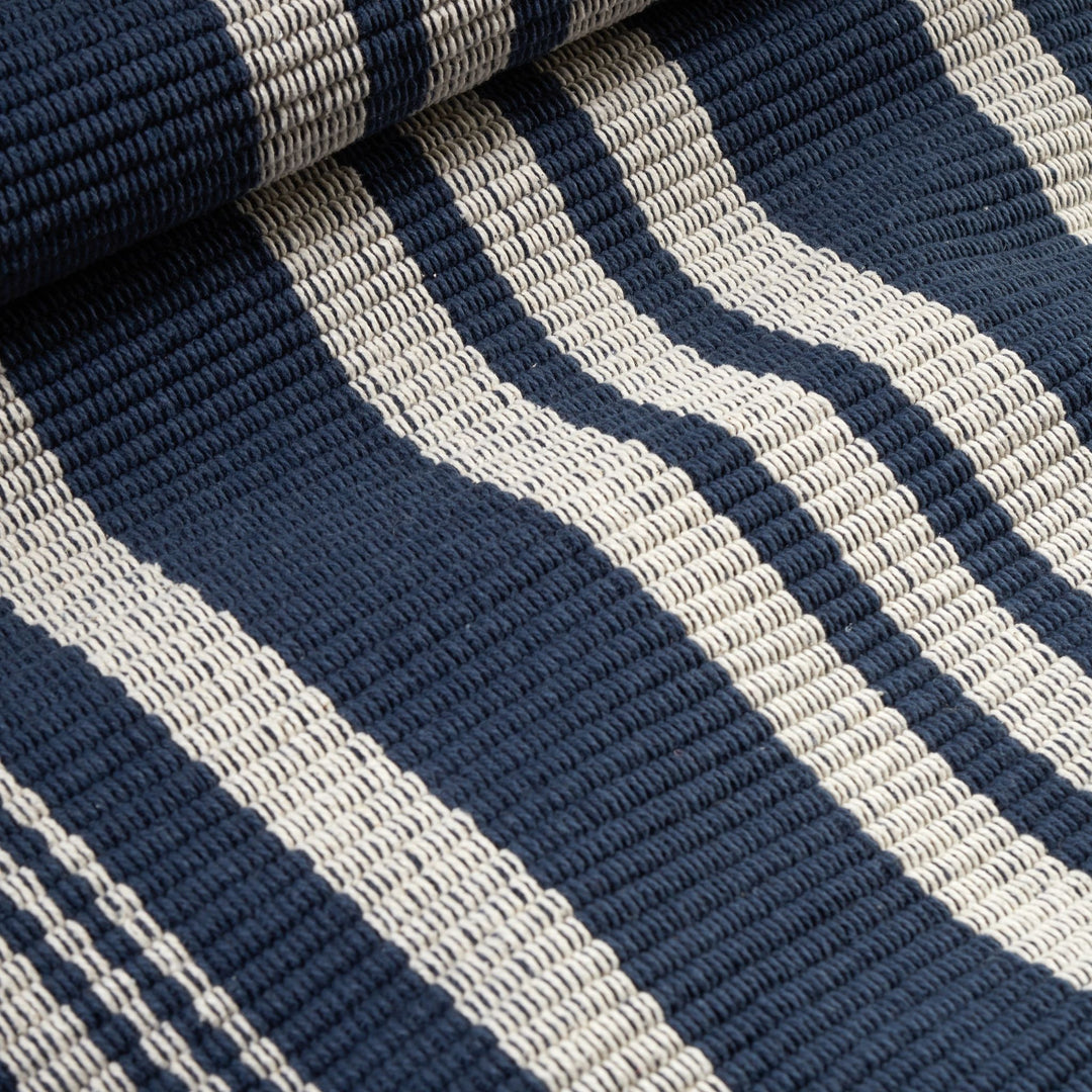 Irving Stripe Navy Handwoven Cotton Rug Rug By Annie Selke