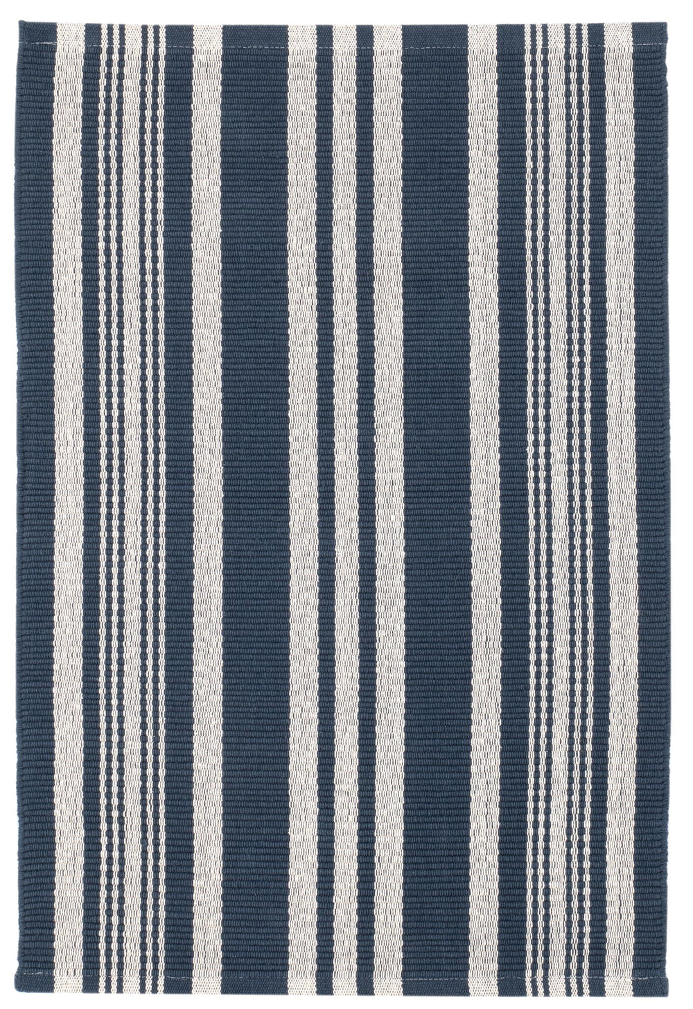 Irving Stripe Navy Handwoven Cotton Rug Rug By Annie Selke