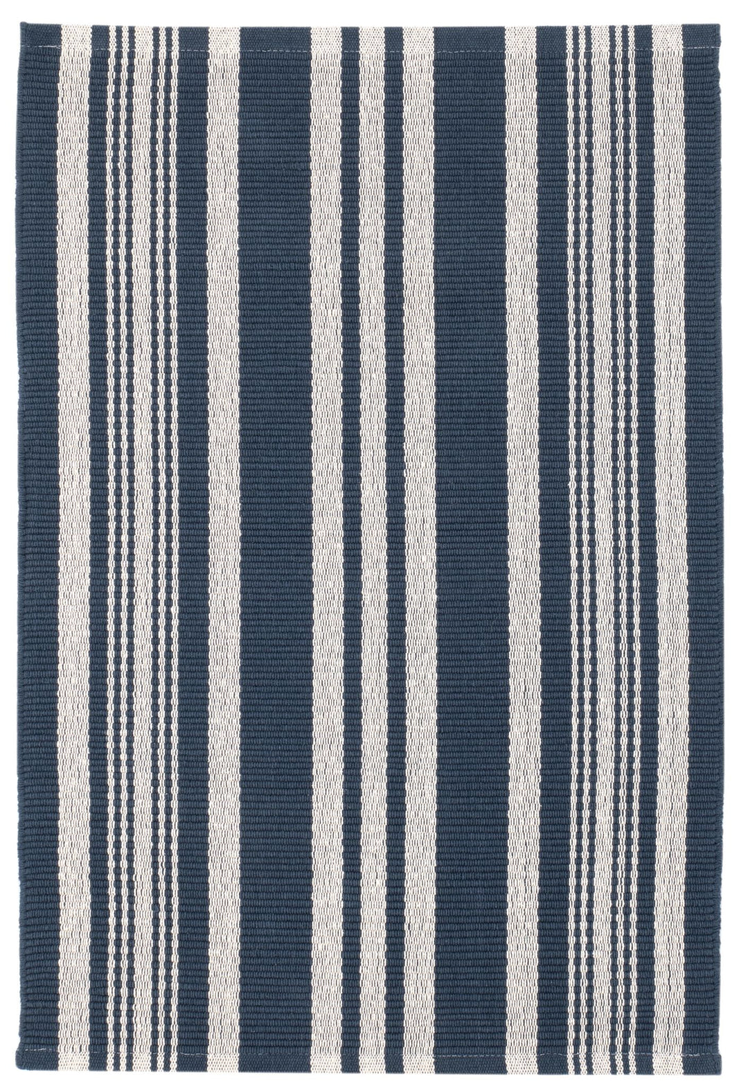 Irving Stripe Navy Handwoven Cotton Rug Rug By Annie Selke