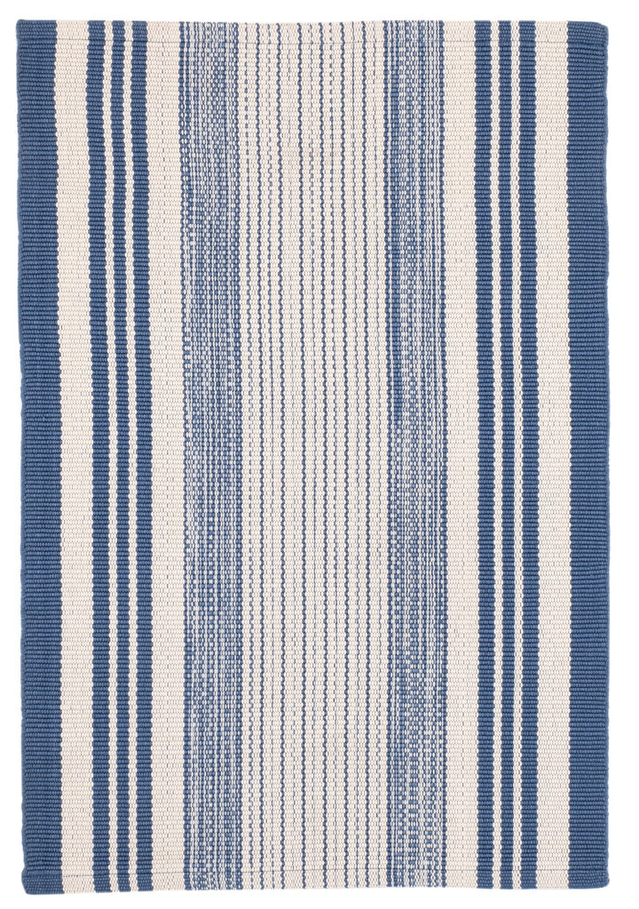 Quincy Stripe Denim Handwoven Indoor/Outdoor Rug Rug By Annie Selke