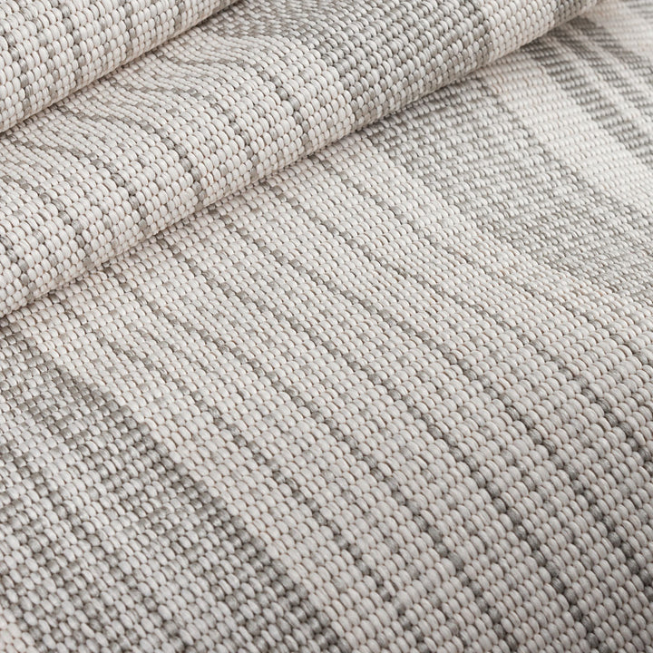 Quincy Stripe Platinum Handwoven Indoor/Outdoor Rug Rug By Annie Selke