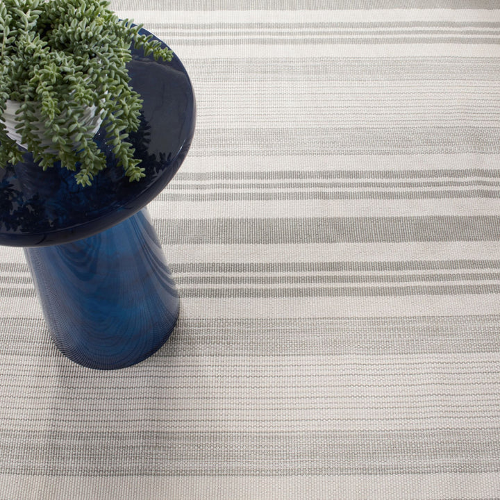 Quincy Stripe Platinum Handwoven Indoor/Outdoor Rug Rug By Annie Selke