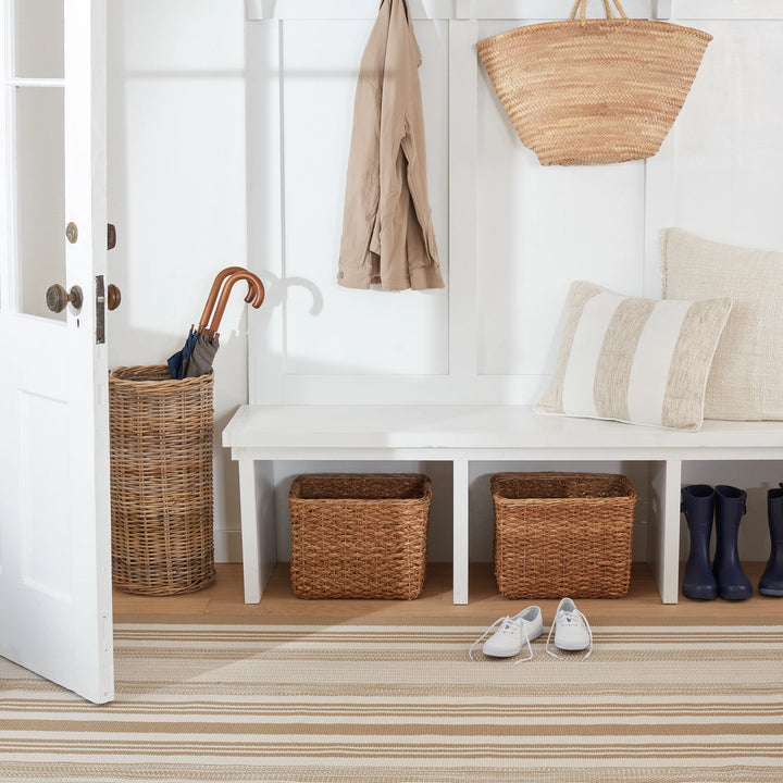 Quincy Stripe Khaki Handwoven Indoor/Outdoor Rug Rug By Annie Selke