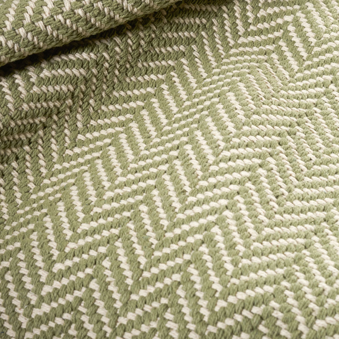 Herringbone Sage Handwoven Cotton Rug Rug By Annie Selke