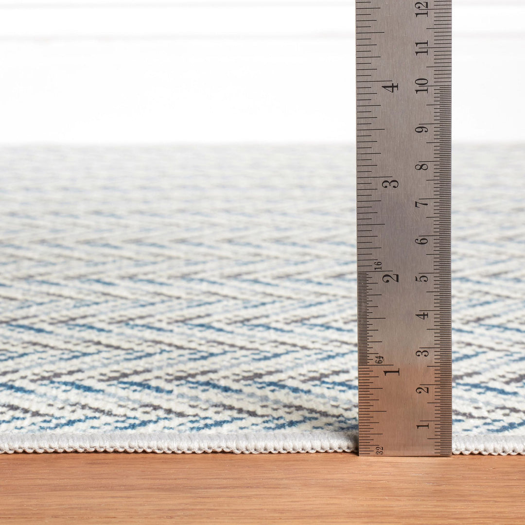 Lowell Blue Machine Washable Rug Rug By Annie Selke