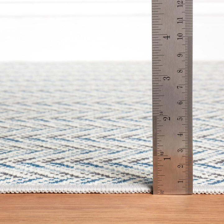 Lowell Blue Machine Washable Rug Rug By Annie Selke