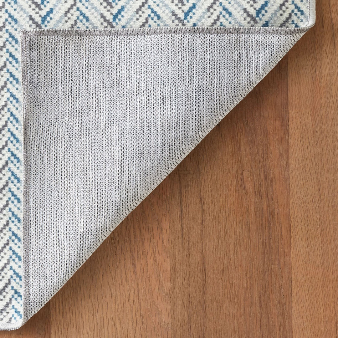 Lowell Blue Machine Washable Rug Rug By Annie Selke