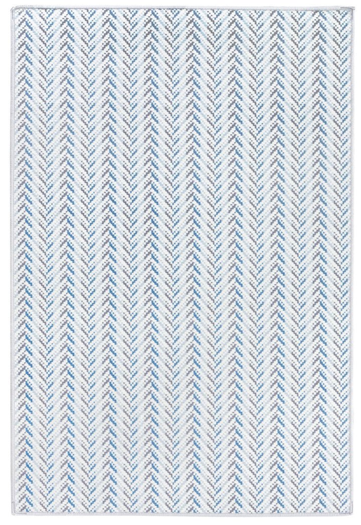 Lowell Blue Machine Washable Rug Rug By Annie Selke
