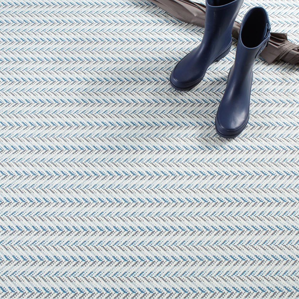 Lowell Blue Machine Washable Rug Rug By Annie Selke