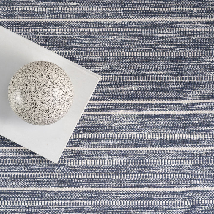 Skipper Stripe Navy Handwoven Indoor/Outdoor Rug Rug By Annie Selke