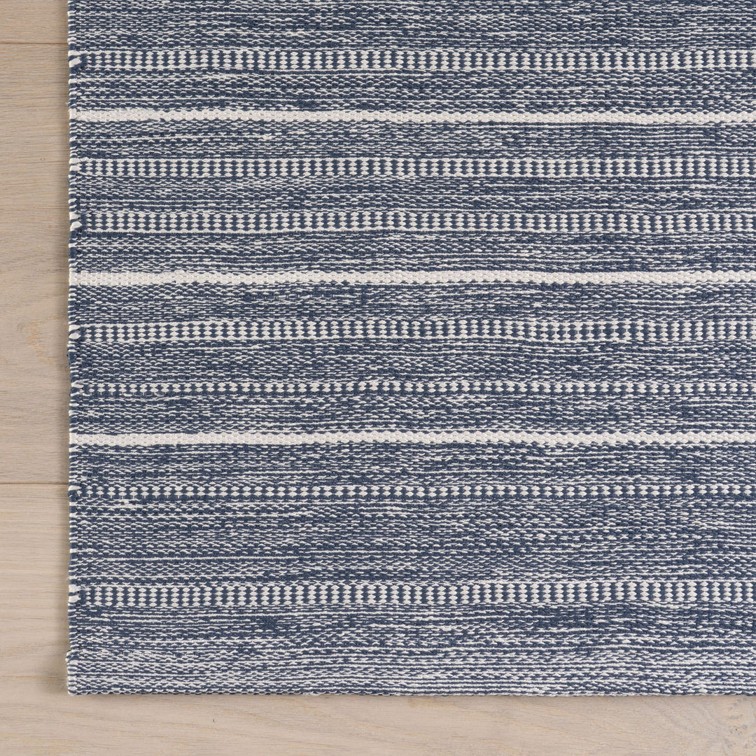 Skipper Stripe Navy Handwoven Indoor/Outdoor Rug Rug By Annie Selke